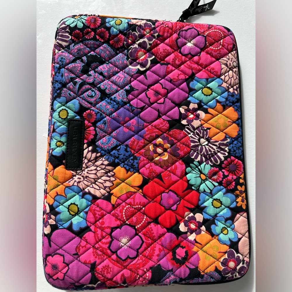 VERA BRADLEY Bright Blooms Black and Multicolored Floral Tablet Bag Case Cover